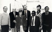Jacob von Uexkull with 1982 Laureates Erik Dammann, Petra Kelly, Anwar Fazal, PIDA, George Trevelyan
