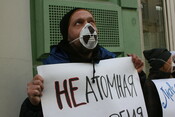 Vladimir Slivyak at anti-nuclear protest in Moscow
