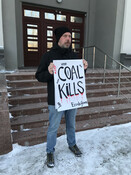 Vladimir Slivyak at anti-coal protest in Novokuznetsk, Siberia