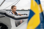 Team Malizia and Greta Thunberg arriving to New York, USA, after a sailing zero emissions Atlantic crossing from Plymouth, UK.