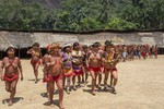 Yanomami women and children dancing