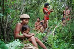 Yanomami women and children resting in their garden, Toototobi, 2010