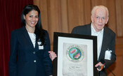 2012 Laureate Gene Sharp receiving the award